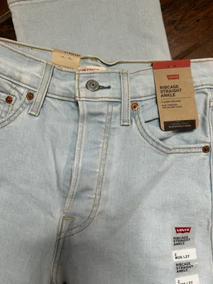 Levi’s Ribcage Straight Ankle High Rise Light Wash Distressed Jeans Womens 26 thumbnail 3