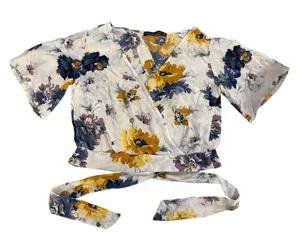 Abercrombie & Fitch Floral Wrap‎ Top Tie Crop Cottagecore Soft Girl Feminine XS thumbnail 1
