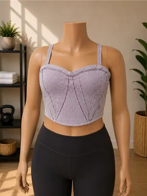 Free People Movement Striped Cropped Cami Top XL thumbnail 1