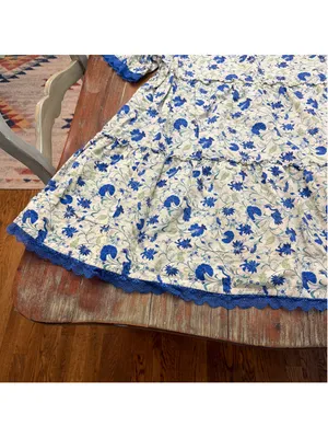 Tuckernuck Crawford Dress Bluebird Melody Linen Cotton Floral Lace Tiered XXL thumbnail 5