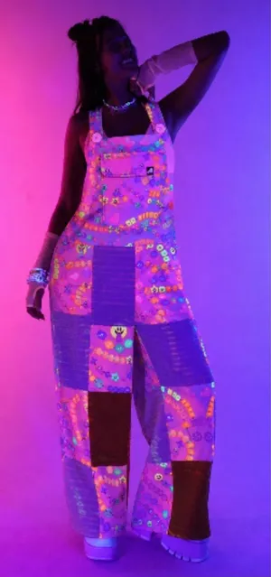 Iheartraves pastel color KANDI Trip overalls with chain thumbnail 1