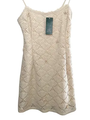 Wild Fable Crochet Mini Dress Cream Shell Detail Small NWT thumbnail 10