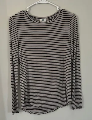 Old Navy Black and Grey long sleeved Striped Top thumbnail 1