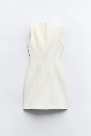 Zara dress mini fitted bodycon neck strap white Elegant Sleeveless thumbnail 11