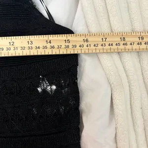 Zara Black Open Knit Tank Top With Lace Trim And Straps Size L thumbnail 6