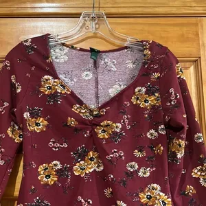 Wild Fable Burgundy Floral Mini Dress Small thumbnail 2