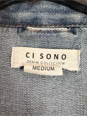 Ci Sono Blue Medium Wash Distressed Boyfriend Oversized Denim Jacket Size M thumbnail 7