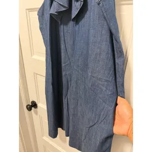 Banana Republic Blue Denim Halter Dress Ruffle Bow Shift Pockets Sleeveless thumbnail 6