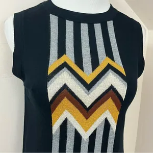 Missoni x Target Classic Black Chevron Print Sleeveless Sweater Dress S thumbnail 4
