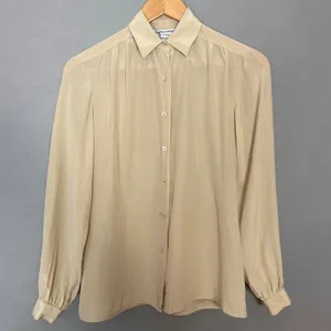 Vintage Nordstrom Silk‎ Blouse Cream Women Button-Up Long Sleeve Top Hong Kong thumbnail 1