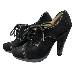 Michael Kors 6M Black Suede Oxford‎ Booties Lace Up Platform Heels Witchy Y2K thumbnail 2