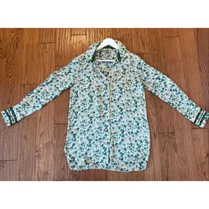 Zara basics floral long sleeve satin BB button down xsmall thumbnail 5
