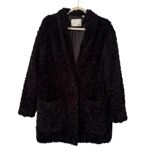 Aritzia Wilfred Free Grete Teddy Coat Fuzzy Jacket Size Medium Black thumbnail 4