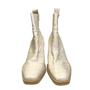Steve Madden Geniva Beige Crock Faux Leather Square Toe Heel Boots Size 10M thumbnail 2