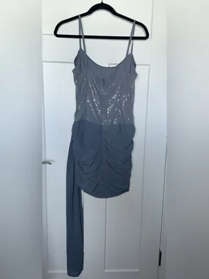 NWT Runaway the Label Seanna Ruched Cowl Mini Dress - Steel thumbnail 3