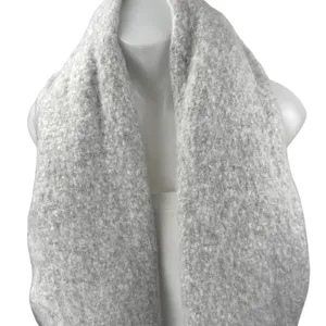 American Eagle Light Gray Fleece Fringe Hem Neck Shawl Wrap Scarf One Size thumbnail 2