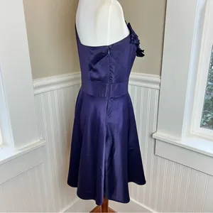 The Limited Purple One Shoulder Rosette Satin Cocktail Dress Size 6 thumbnail 12