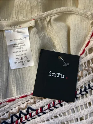 Intu Boho Crochet Yoke Cream Women's Blouse Top SM NWT thumbnail 15