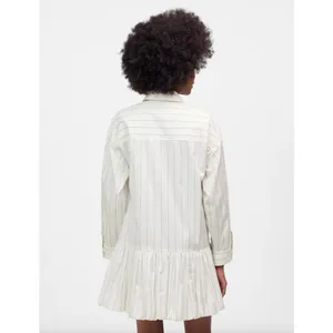 Madewell Bubble Hem Mini Shirtdress Pinstripe Poplin Cotton White Medium NWT thumbnail 3