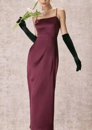 RIHOAS The Red Back Slit Satin Sling Maxi Dress 2 thumbnail 1