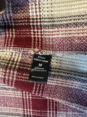 Potter's Pot Plaid Pea Coat in Burgundy and Cream no belt thumbnail 2