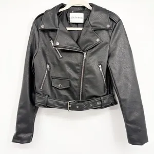 Azalea Wang Womens Studded Limited Edition Moto Biker Faux Leather Jacket Size M thumbnail 3
