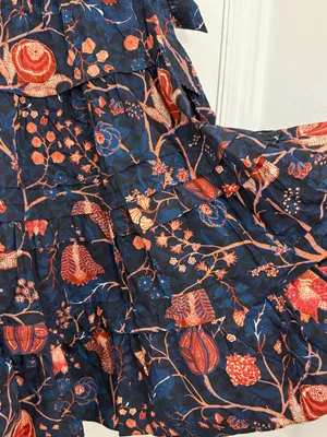 Ulla Johnson Sigrid Tiered Floral Midi Skirt Cotton Women’s 6 Navy thumbnail 5