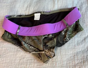 Realtree APG Camo Bikini Bottoms Purple Waistband Low Rise Size Large NWT thumbnail 1