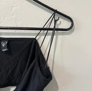 Windsor Black Ties in the Front Spaghetti Strap Crop Top thumbnail 3