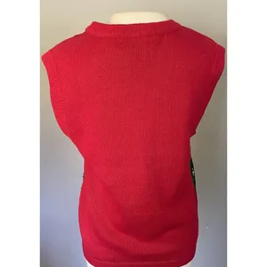 VTG Christmas Sweater Vest Bechamel Sz Small Red Penguins Snowflakes Embroidered thumbnail 6