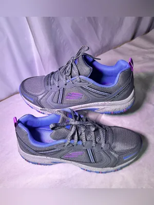 Skechers Gray Athletic Walking Shoe with Purple & Light Blue Accents thumbnail 3