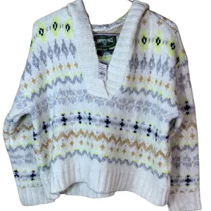 American‎ Eagle Oversized Soft and Cozy Wool Blend Hooded Sweater Gray XS NWT thumbnail 1