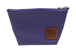 Jon Hart Zipper Pouch Makeup Travel Bag Nylon Leather Purple Preppy thumbnail 1