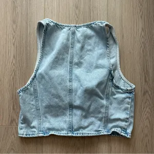 Zara Jean Denim Vneck Crop Top thumbnail 5