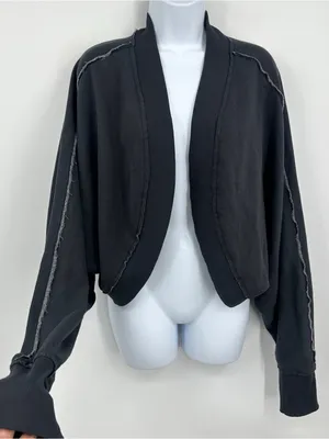 American Eagle Cropped Sweatshirt Cardigan Size 2XL Oversized Loungewear thumbnail 1