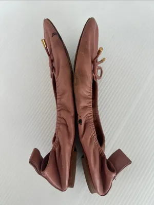 Tory Burch Dusty Rose Leather Ballet Flats with Bow thumbnail 5