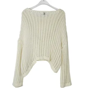 Princess Polly Cream Open Knit Cropped Sweater with Drop Shoulder XS Small Wool thumbnail 2