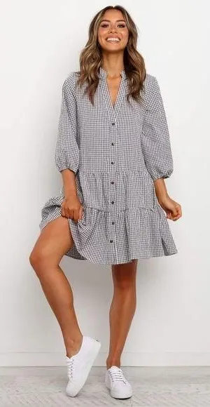 Petal & Pup loose Fit Gingham Checkered Dress Women’s M/L thumbnail 1