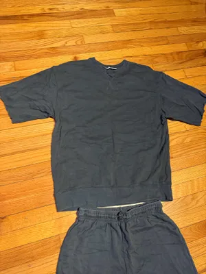 NWOT Zara Lounge Matching Set shirt/pants drawstring Coord top Sz S/M charcoal thumbnail 4