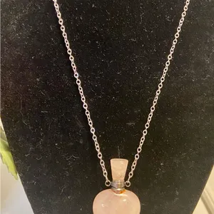 Source Unknown Rose Quartz Pink Heart Necklace/perfume bottle thumbnail 2
