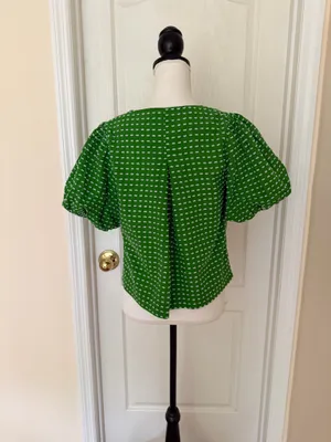 Kate Spade New York x Target Green Dot Puff Sleeve Blouse, Sz S thumbnail 5