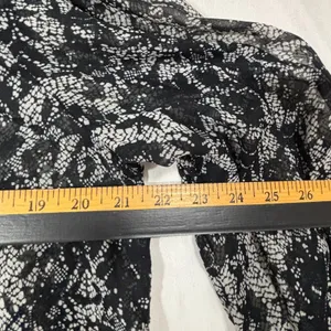 Who What Wear Blouse Black Floral Lace Print Mock Neck‎ Victorian Semi-Sheer L thumbnail 7