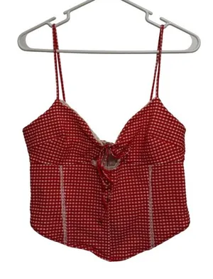 White Fox Boutique Women’s Wildest Dreams Bustier Top XL NWT Red Gingham Plaid Corset thumbnail 1