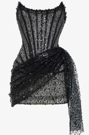 House of CB Corset Black mini Dress Strapless thumbnail 3