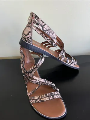 Franco Sarto Gaetana flat gladiator sandals in a natural snake print leather thumbnail 7
