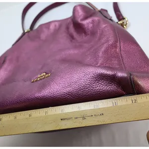 Coach Hallie Pebble Leather Shoulder Bag Metallic Berry F80271‎ Hobo Redefined thumbnail 10