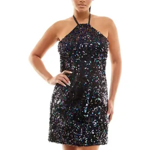 Jolt Womens Sequined Mini Halter Cocktail and Party Dress Size Medium nwt (3603) thumbnail 2