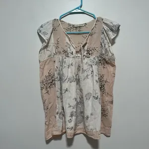 Ulla Johnson‎ Flutter Sleeve Floral Botanical Ivory Blush Pink Blouse thumbnail 2