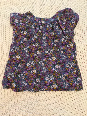 Charlotte Russe Floral Blouse Size M Blue Cotton Short Sleeve thumbnail 3