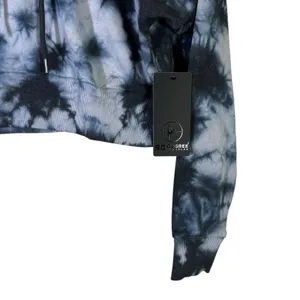 NWT 90 Degree By Reflex Hoodie Womens M Blue Tie Dye Crop Fleece Cool Girl Urban thumbnail 4